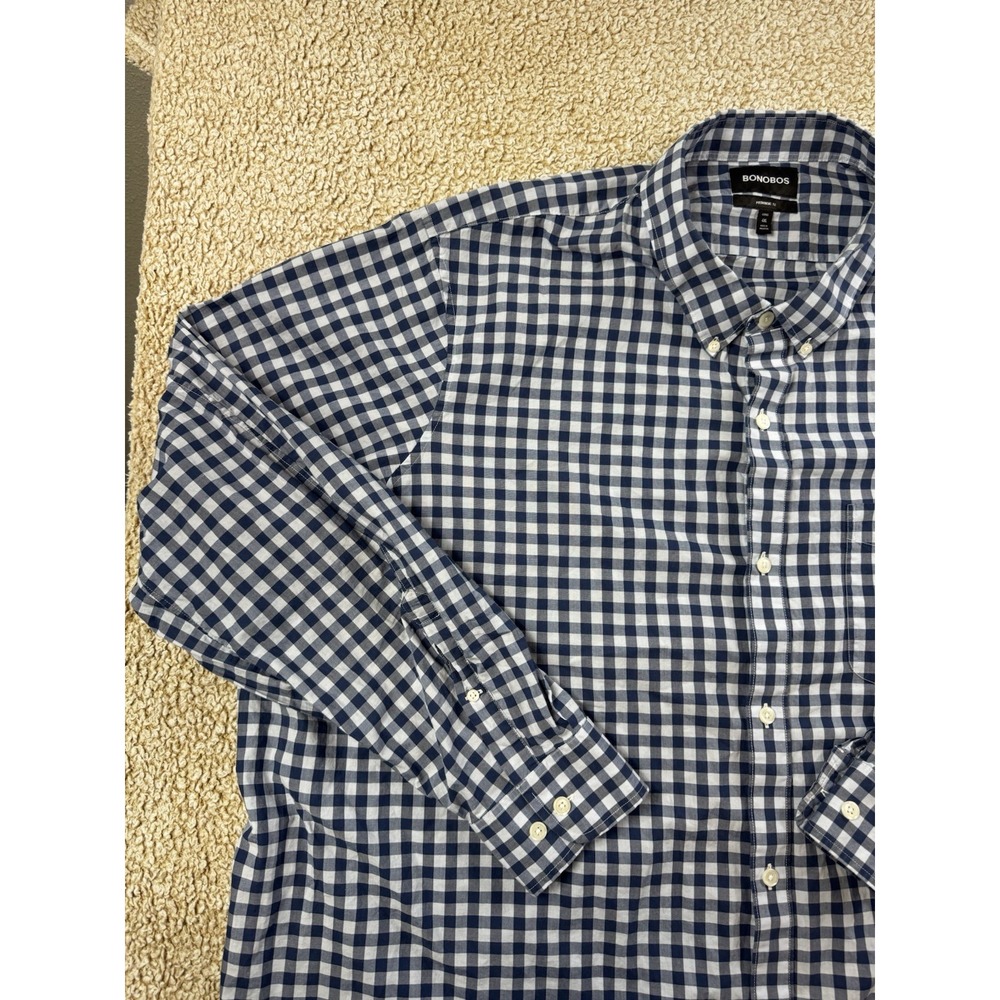 Bonobos Prominent Fit Shirt 4XL Blue White Check Long Sleeve Button Down - Picture 4 of 8